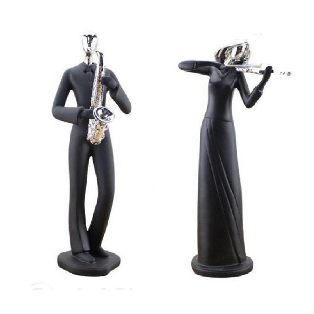 2x Creative Resin Music Instrument Player Statue Figurine Craft Supplies