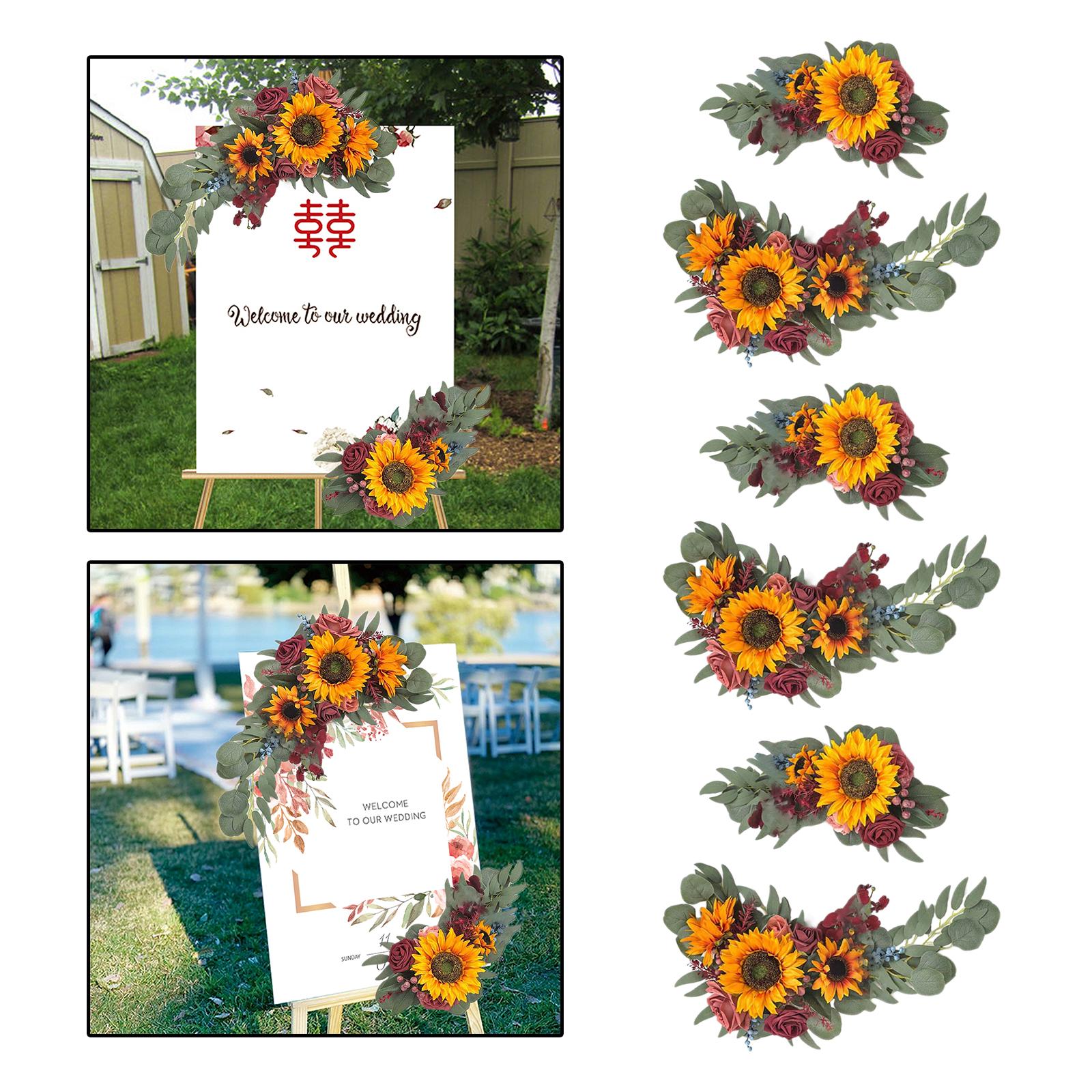 Artificial Flower Swag Green Leaves for Party Wedding   3 Yellow Red