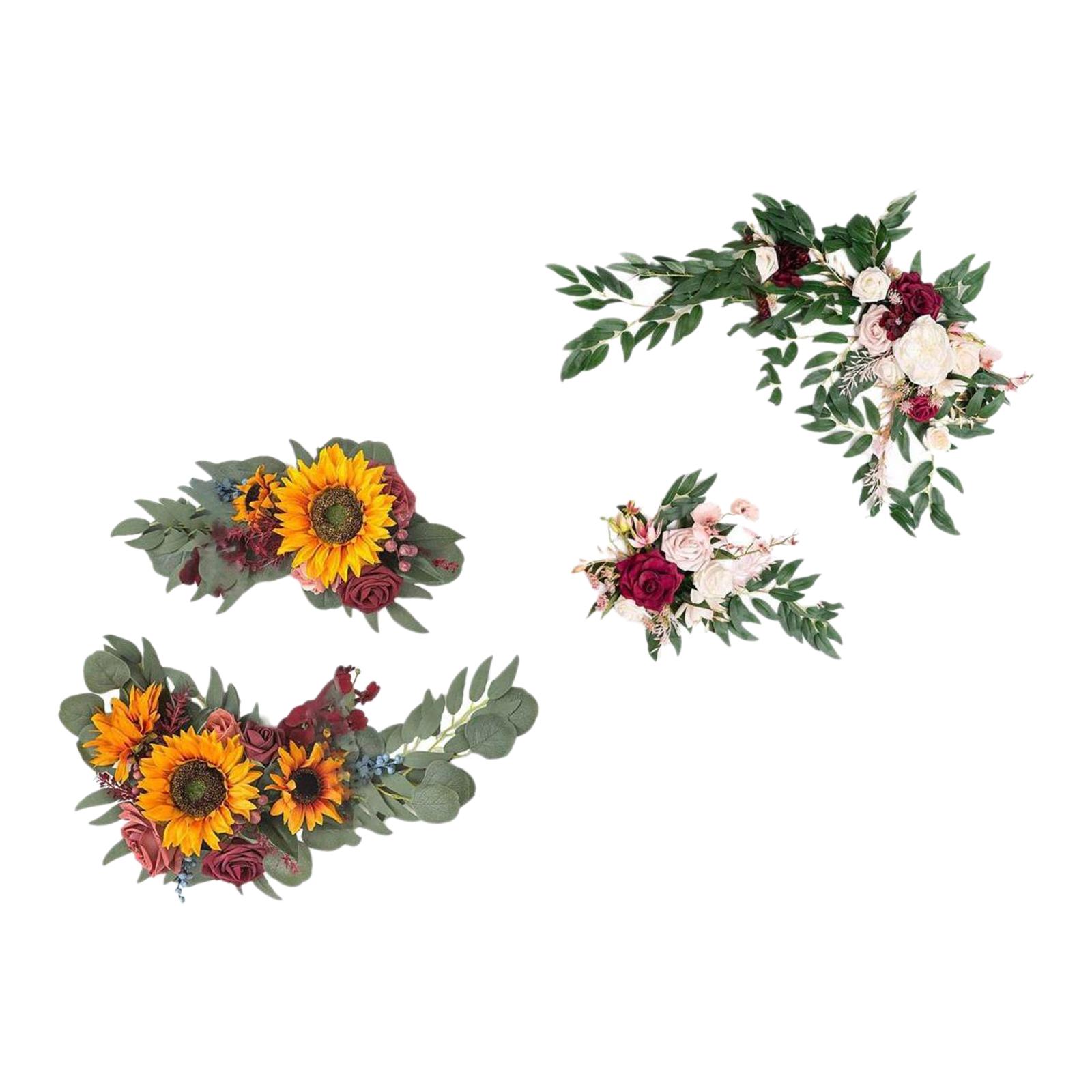 Artificial Flower Swag Green Leaves for Backdrop Red Pink Yellow Red