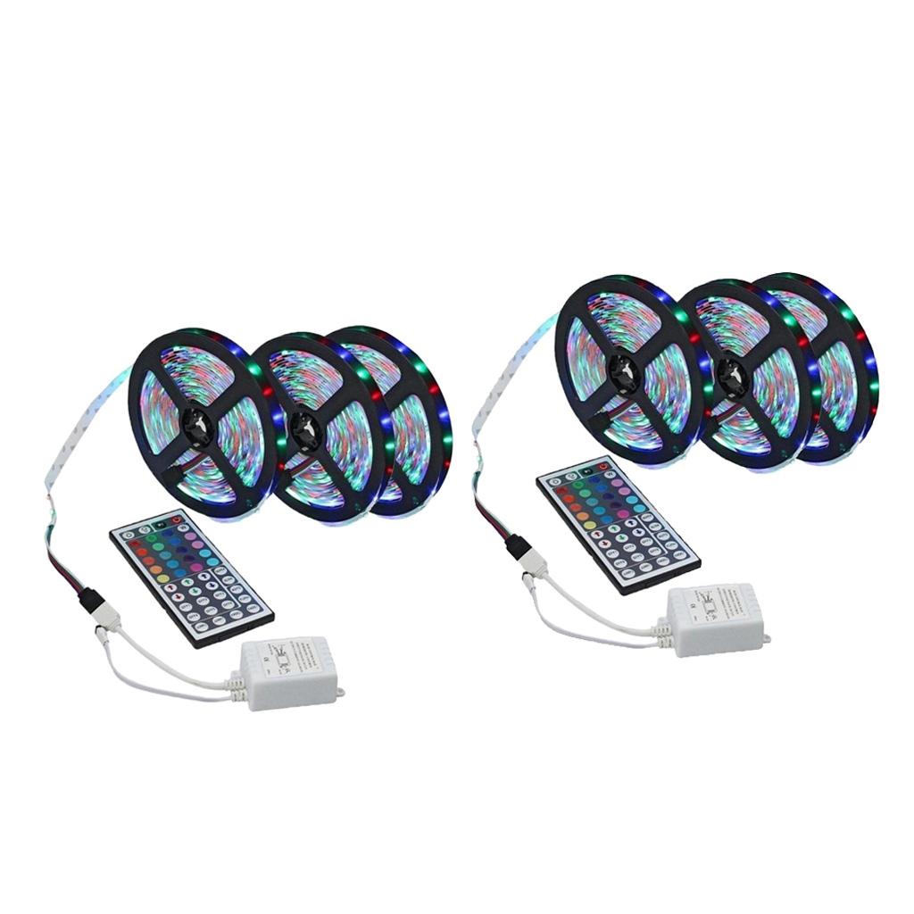 2x LED Strips Light Waterproof RGB Dimmer Colour Changing Remote Control 15m