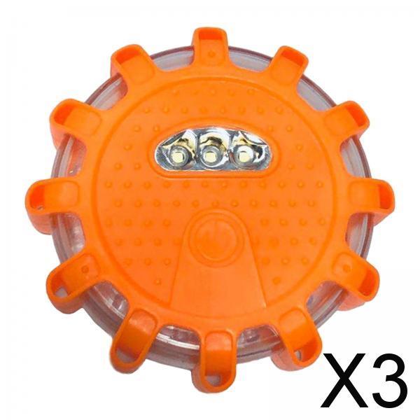 3xSafety Flare Car Roadside Beacon Emergency Warning Light Hook Design Orange