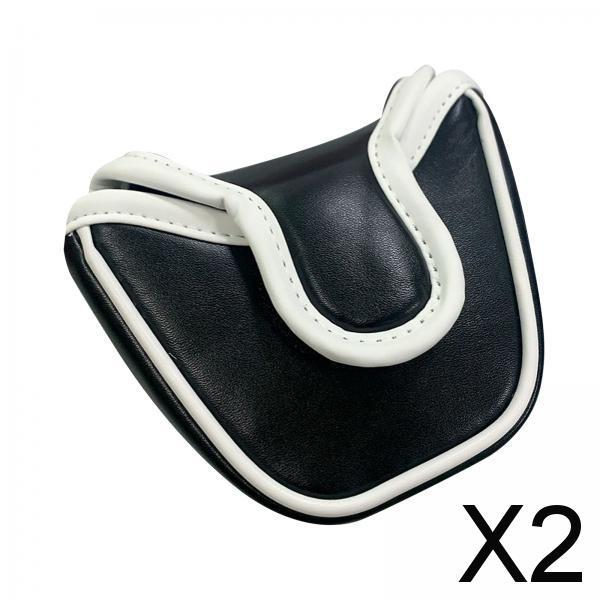 2xPU Golf Mallet Head Cover Club Protector Putter Cover Sleeve Black