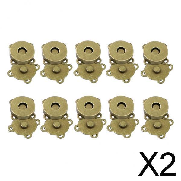 2x10 Pairs Magnetic Clasps Snaps Buttons DIY Purses Handbag Craft 14mm Bronze