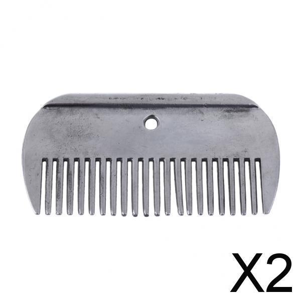 2xStainless Steel Polished Horse Pony Grooming Comb Tool Currycomb Accessories