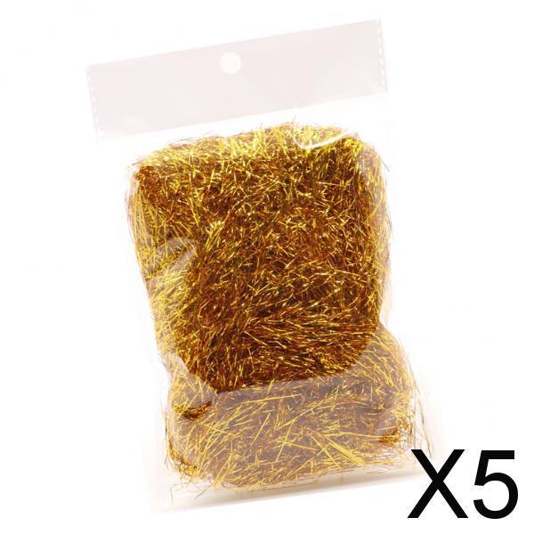 5xMetallic Shred Filler Fine Cut Gift Wrapping and Basket Filling Gold 