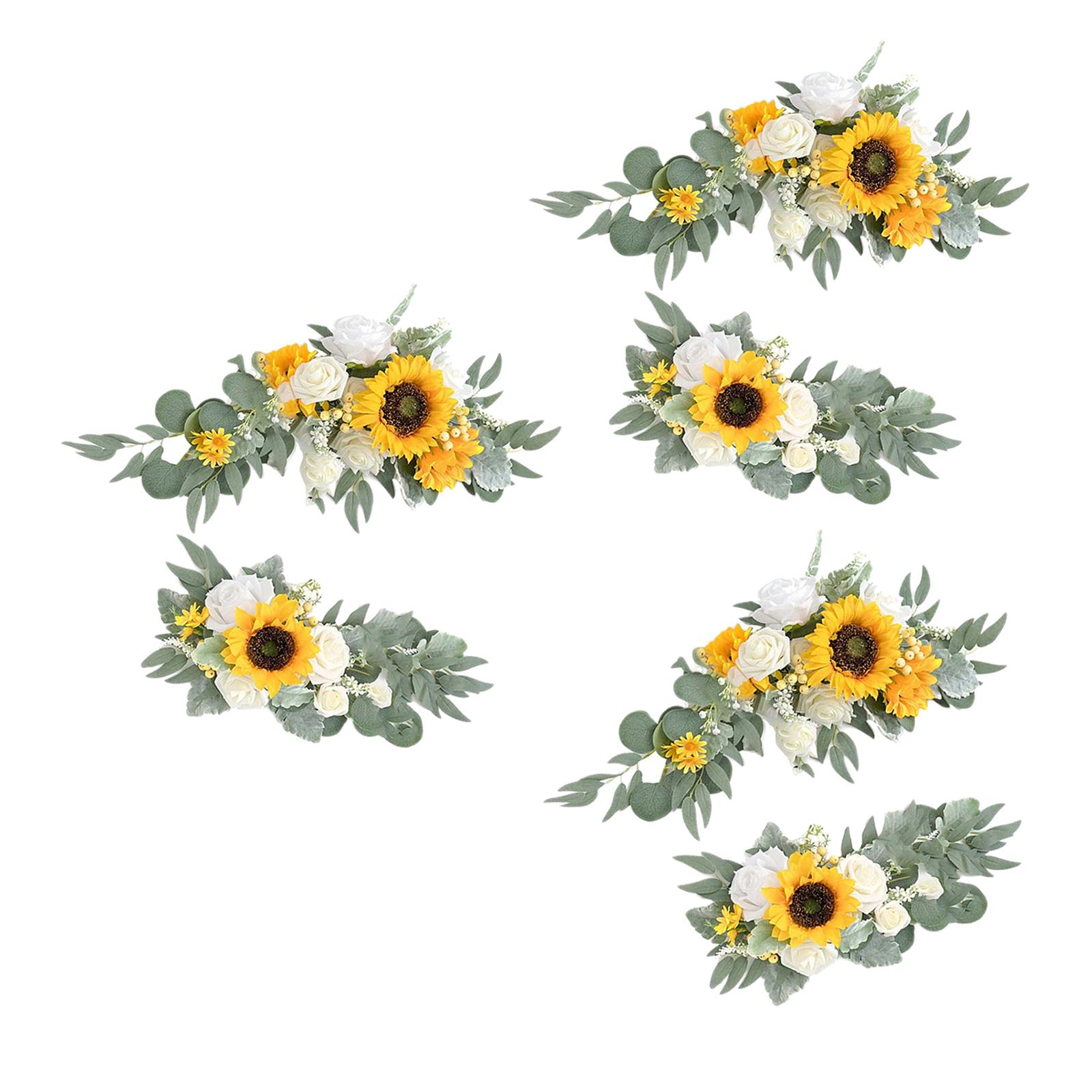 Artificial Flower Swag Green Leaves for Party Wedding   3 Yellow