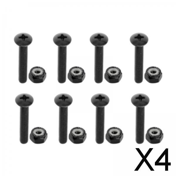 4xReplacement Longboard Skateboard Mounting Hardware Screws Black_35mm_8pcs