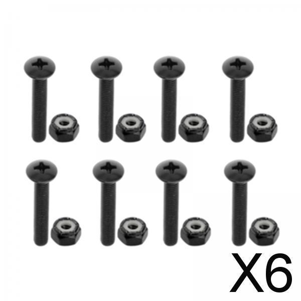 6xReplacement Longboard Skateboard Mounting Hardware Screws Black_35mm_8pcs
