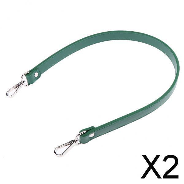 2x64cm Leather Strap Bag Handle DIY Handbag Replacement Shoulder Strap Green