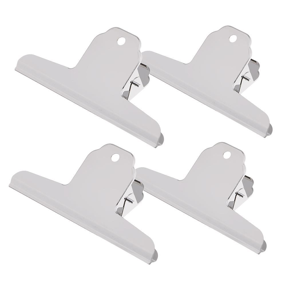 4x Bulldog Clips Stainless Steel Hinge Clips Large Strong Storage Grip