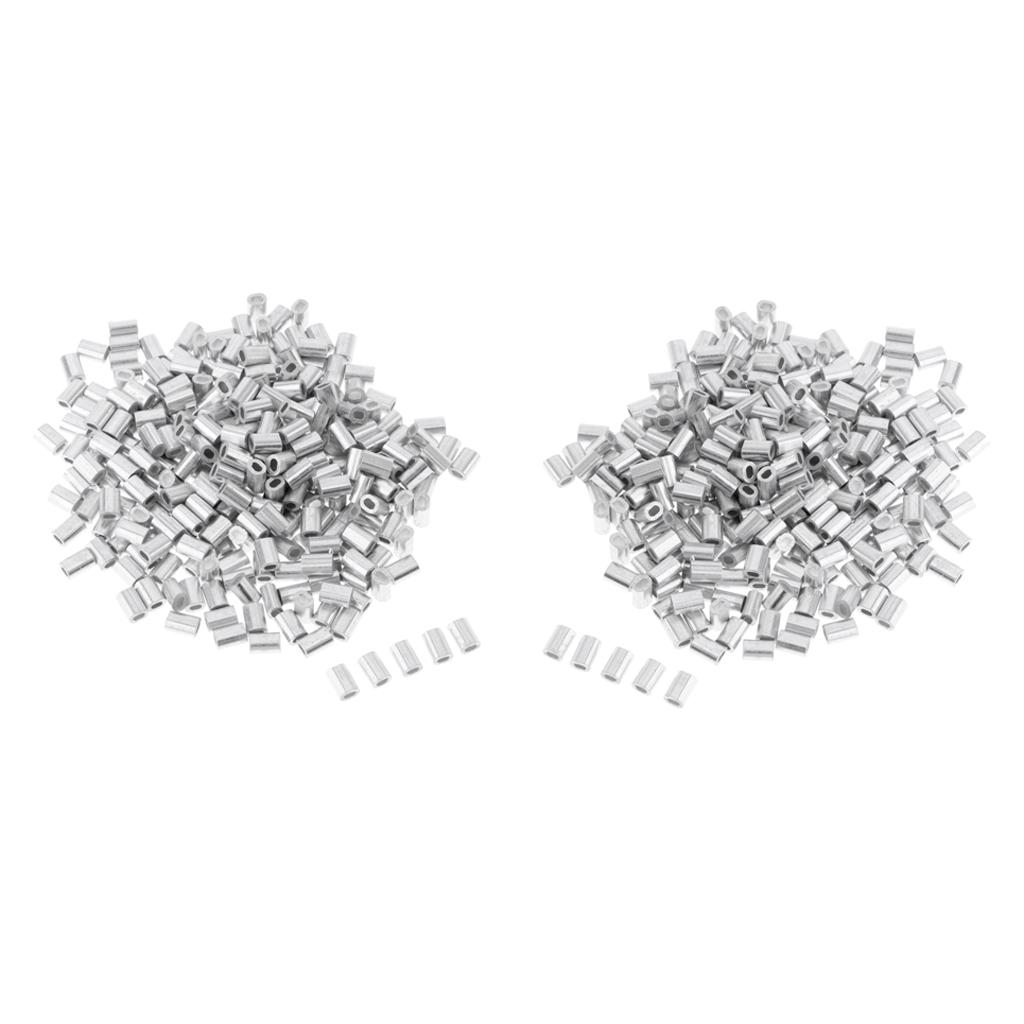 300 Pieces  Aluminium Fishing Crimps Double Barrel Crimp Sleeves