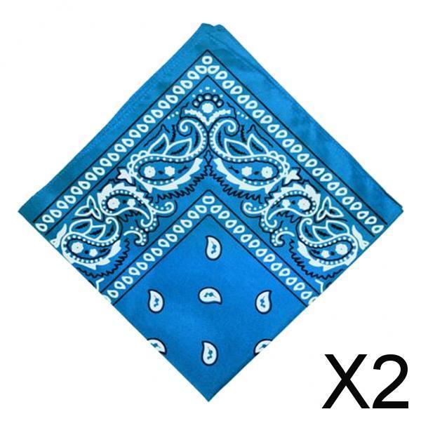 2xUnisex Cotton Paisley Bandana Cowboy Head Scarf Head Wrap  Blue
