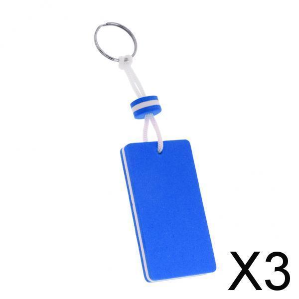 3xYachting Boating Kayaking Floating Key Chain Key Ring-Rectangle Shaped Blue