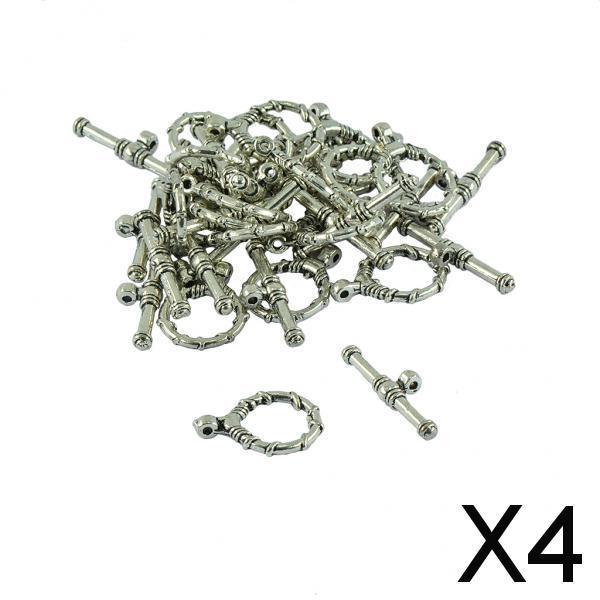 4x20 Sets Tibetan Silver Wire Wrapped OT Toggle Clasps Jewelry DIY Findings