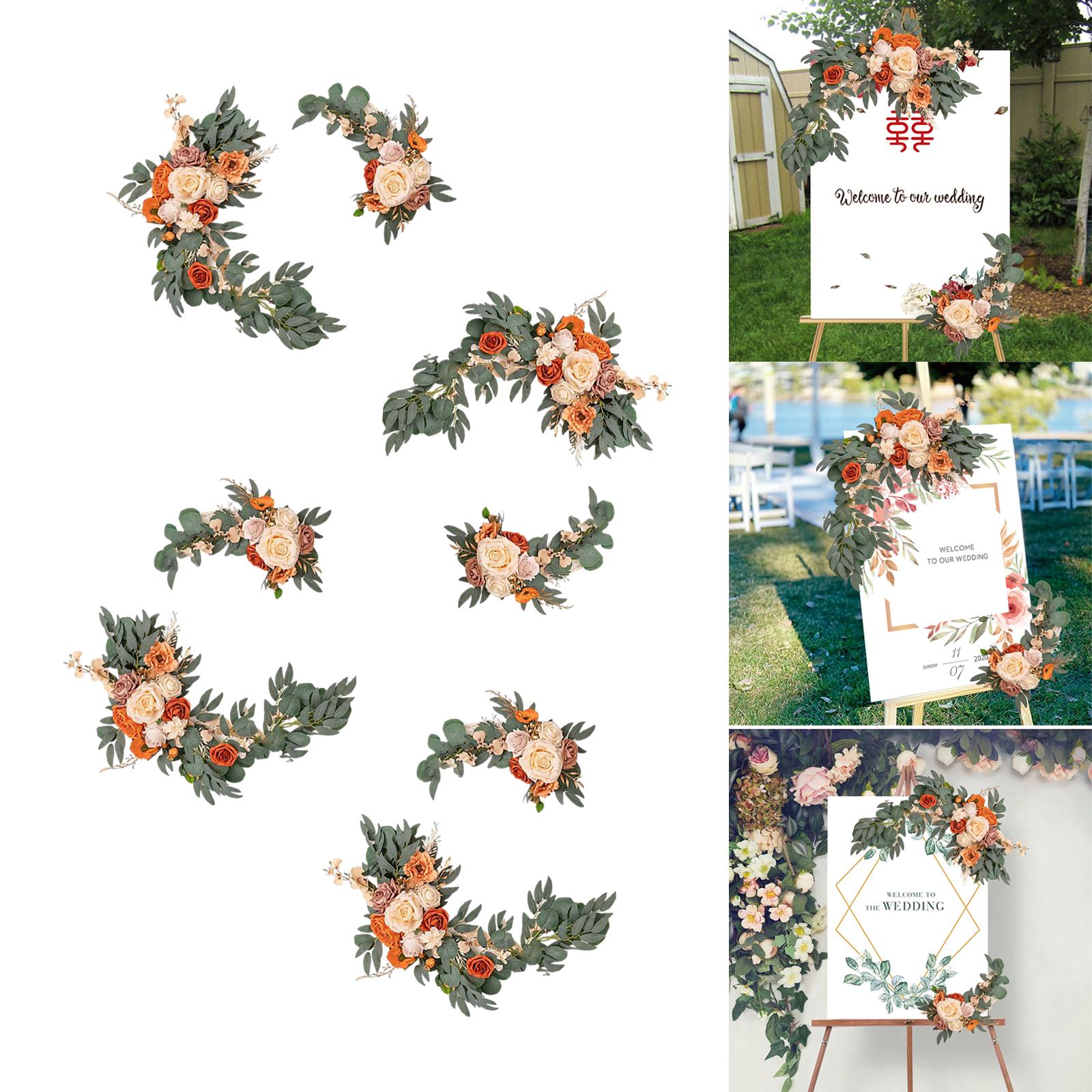 Flower Swag Green Leaves Hanging for Party  4 Orange Pink