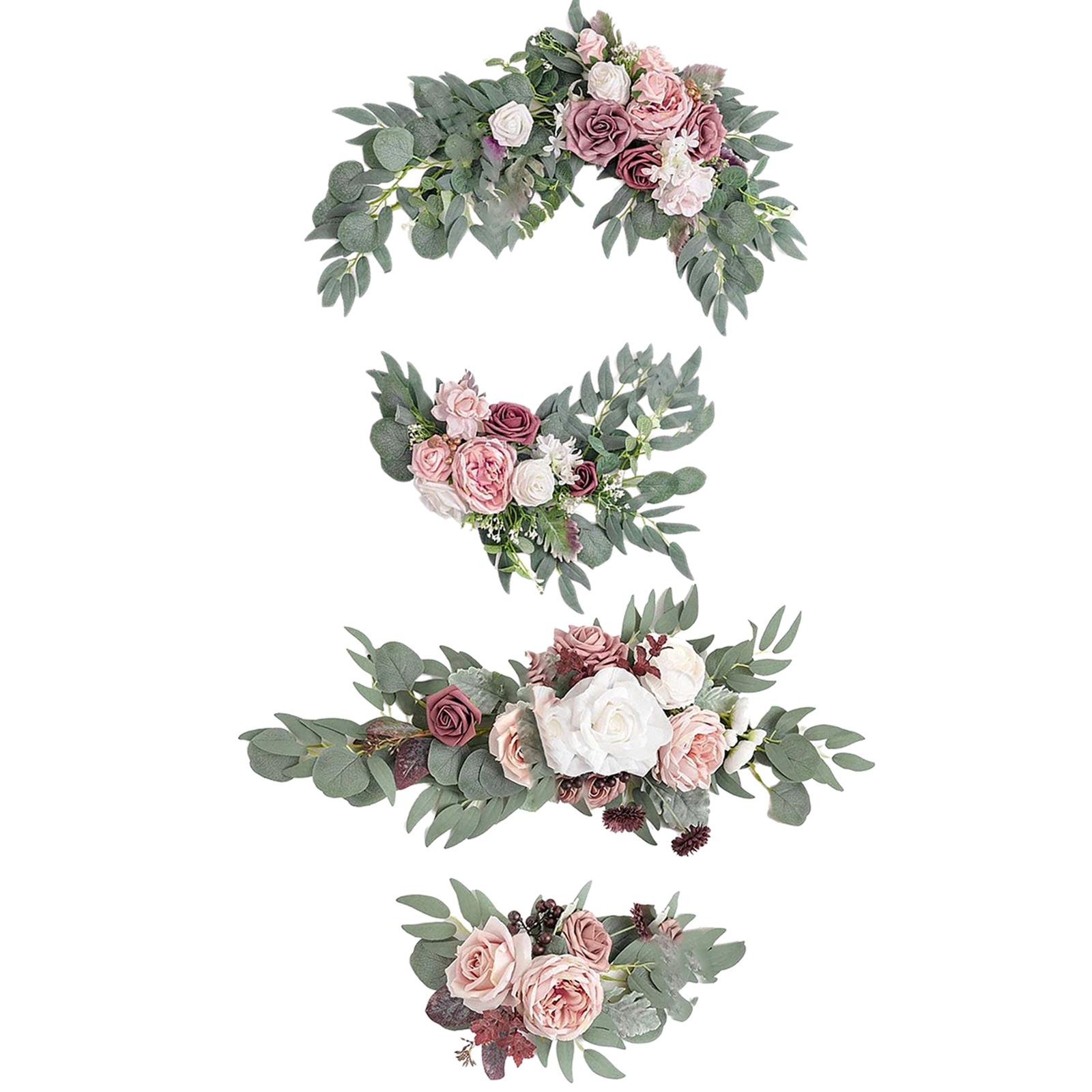 Artificial Flower Swag Green Leaves for Backdrop  White Purple Pink Purple