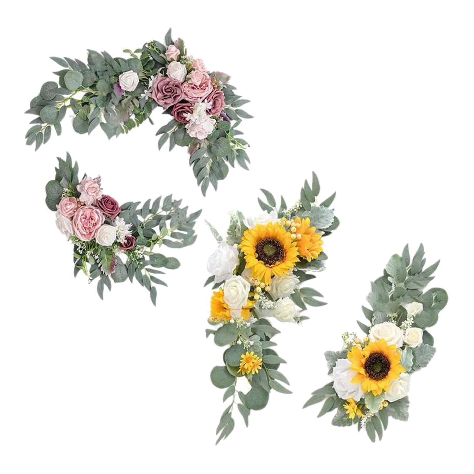 Artificial Flower Swag Green Leaves for Backdrop  Yellow Pink Purple