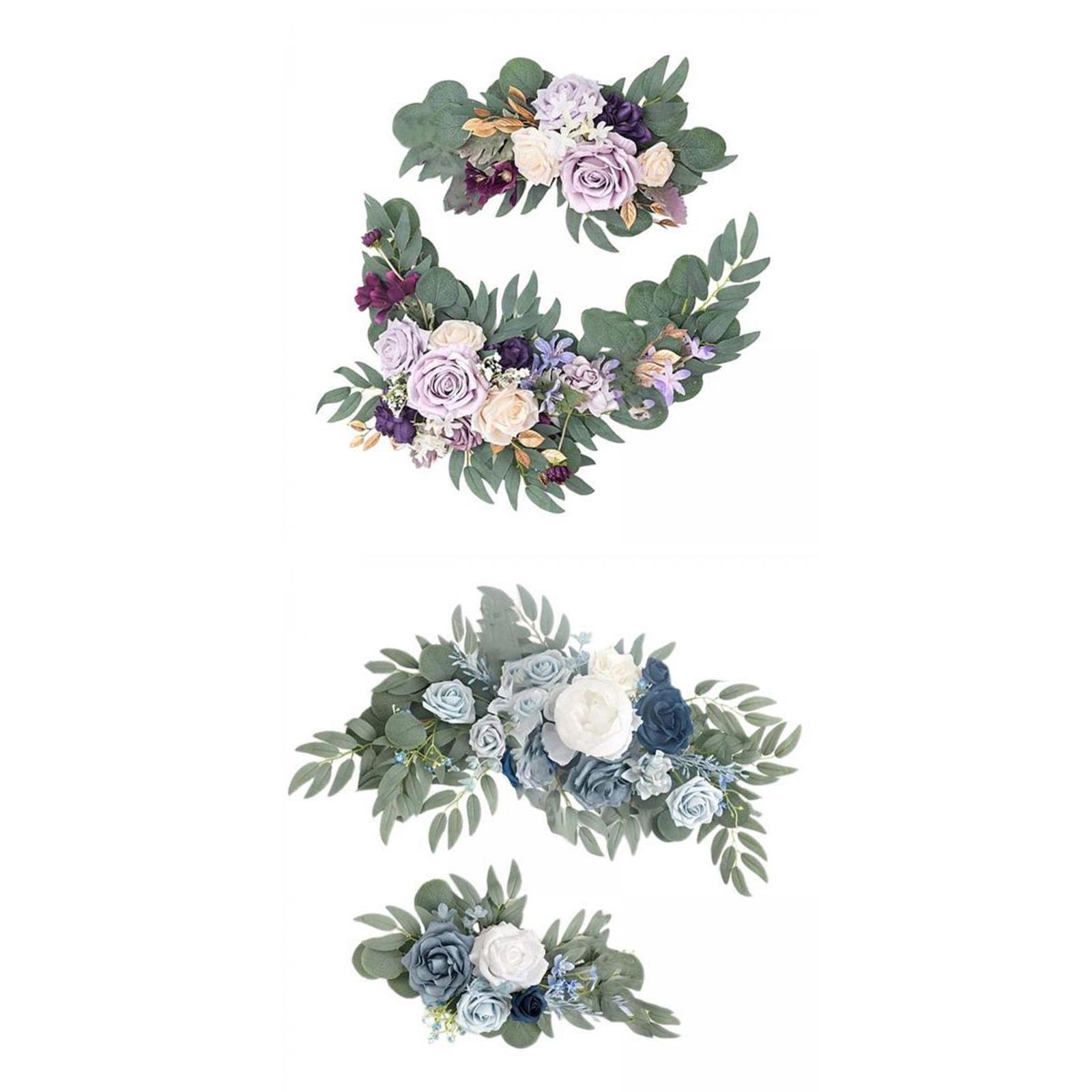 Artificial Flower Swag Green Leaves for Wedding  Purple Beige White Blue