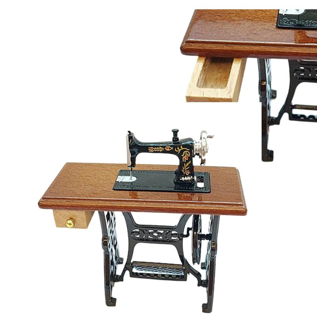 2xMiniature Sewing Machine Doll House Accessories Playset for Play