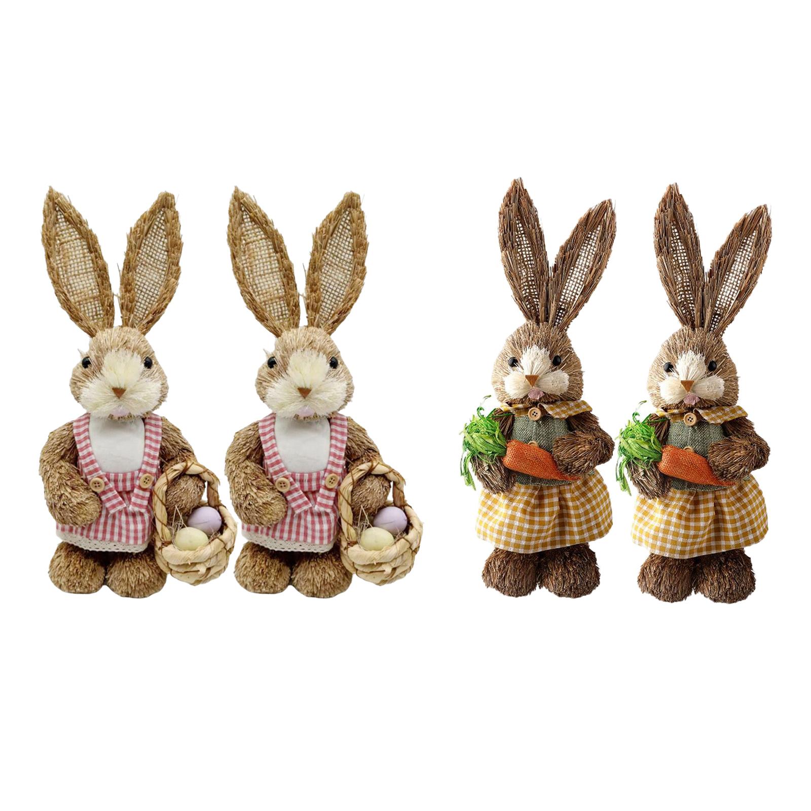 4pcs Easter Spring Artificial Straw  Bunny Rabbit