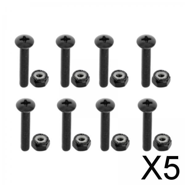 5xReplacement Longboard Skateboard Mounting Hardware Screws Black_35mm_8pcs