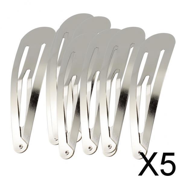 5x10pcs Sliver Metal Hairpins Hair Clips Snap Barrette Water Drop Design 9cm