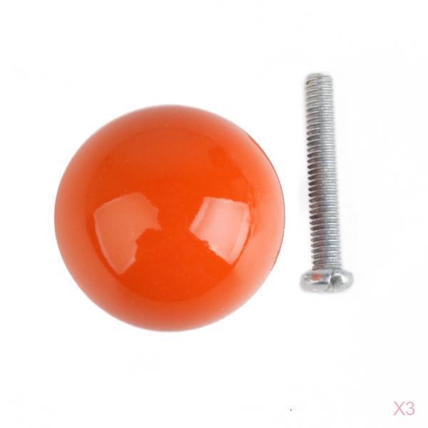 3xOrange Ball Ceramic Knob Drawer Cabinet Wardrobe Door Pull Handle Hardware