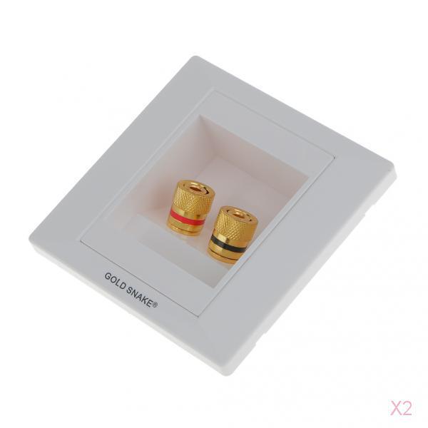 2pcs Polished Chrome Speaker Wall Face Plate Two Binding Posts Banana Plug