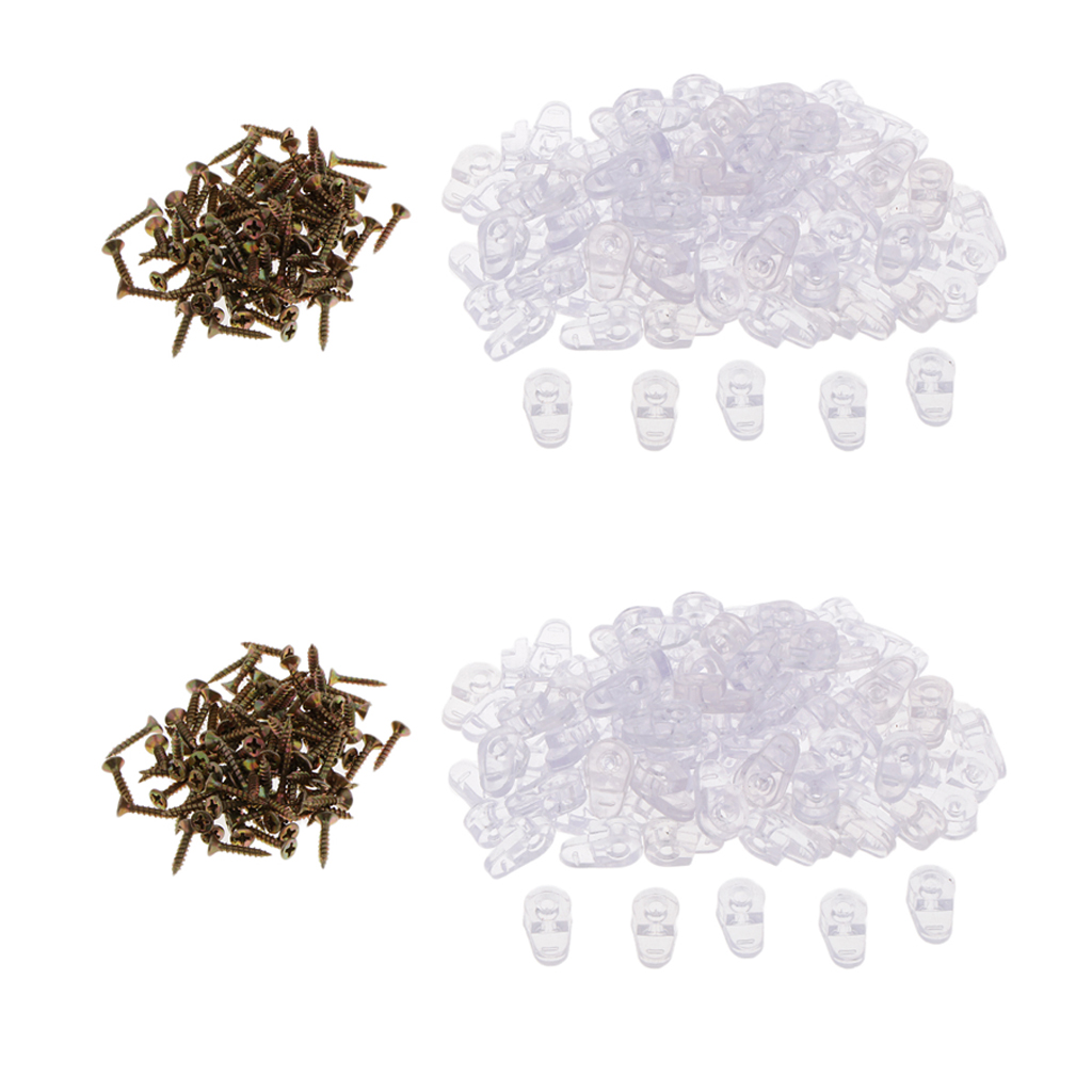 200x Transparent Plastic Glass Clips Screen Retainer Fixing Clamp with Screw