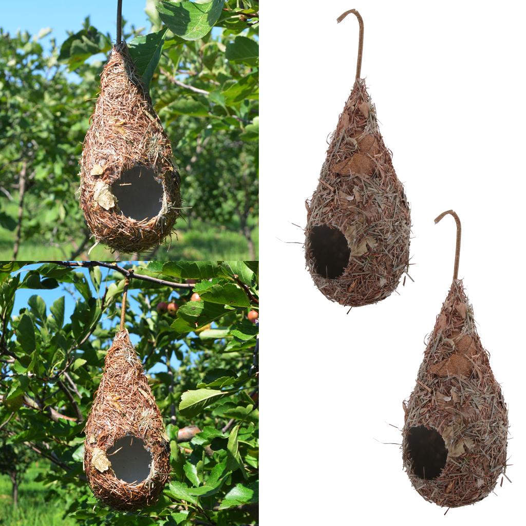 2pcs Artificial Straw Bird Nest House Hatch Breeding Grass Cave 