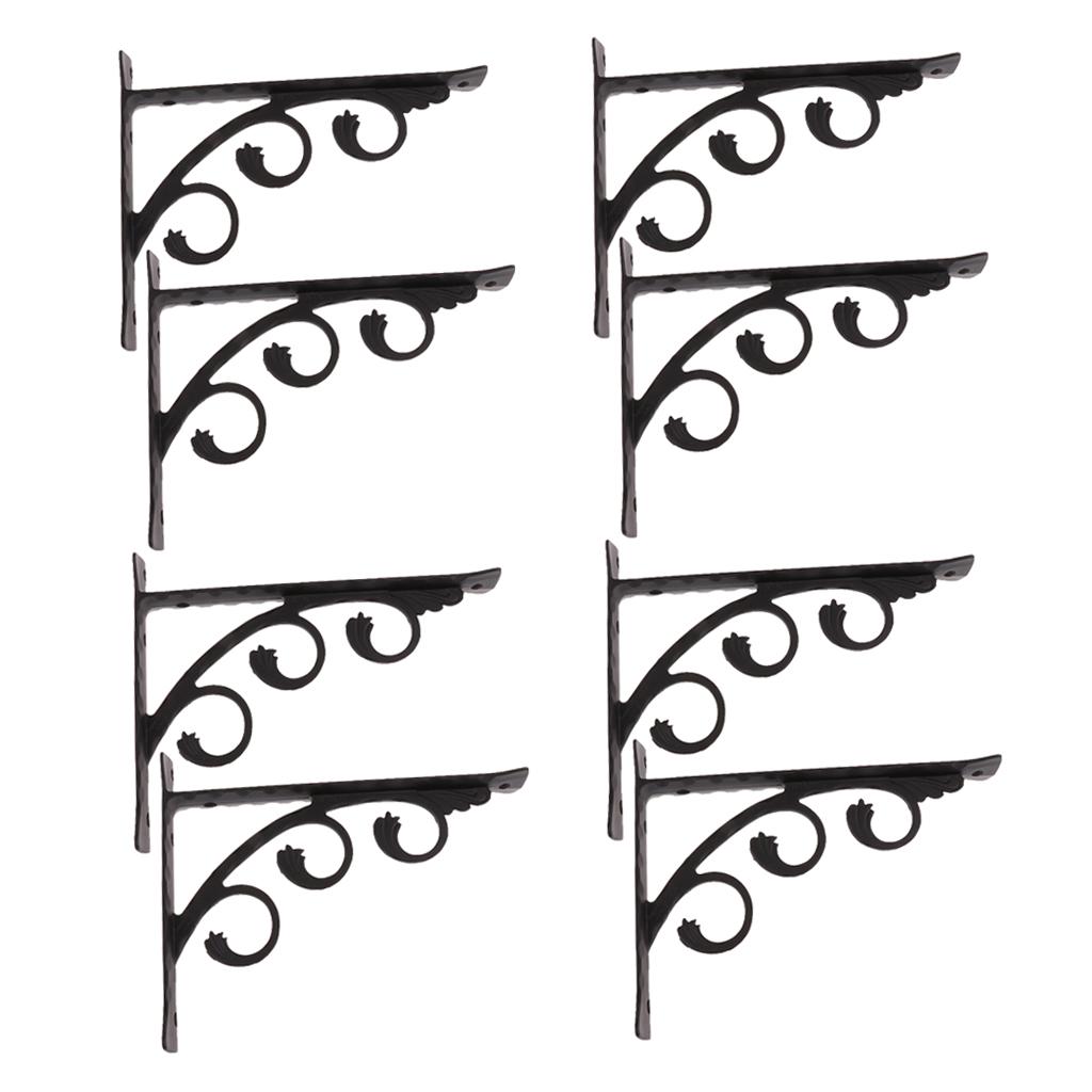 8x European L Shaped Wall Mounted Shelf Bracket Metal Hanging Holder 15x12cm