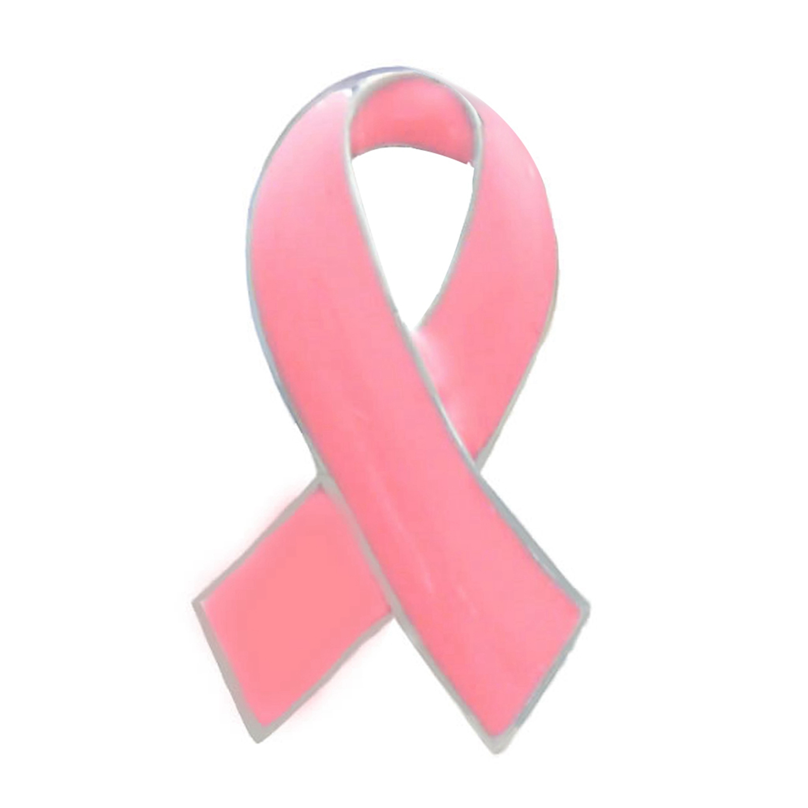 24xPink Enamel Breast Cancer Awareness Ribbon Brooches Pins Silver Edge