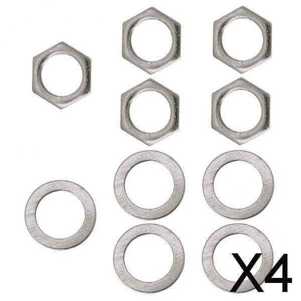 4x5 Pieces Electric Guitar Bass Jack Output Socket Nuts Washers Silver