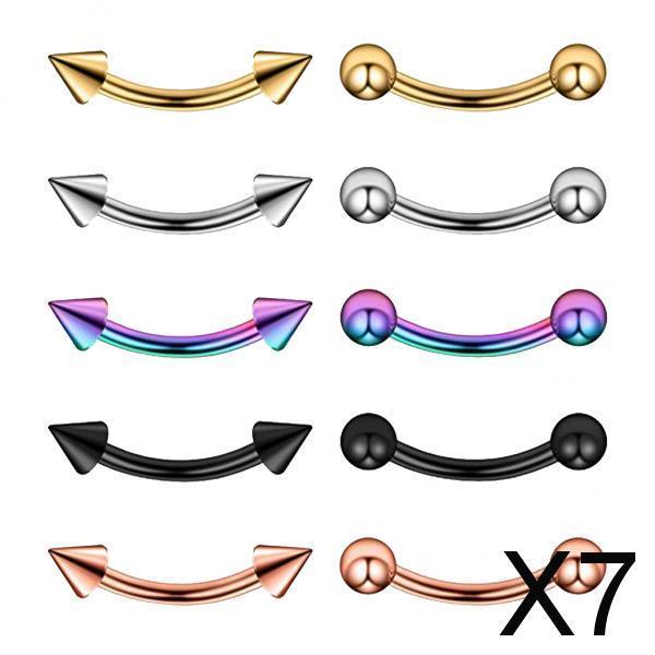 7x10Pcs 16G Stainless Steel Eyebrow Ear Lip Navel Ring Piercing Jewelry 6mm