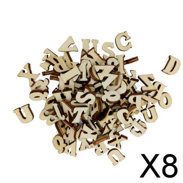 8x100pcs Mixed Alphabet Wooden Pieces Embellishments for Crafts Scrapbooking