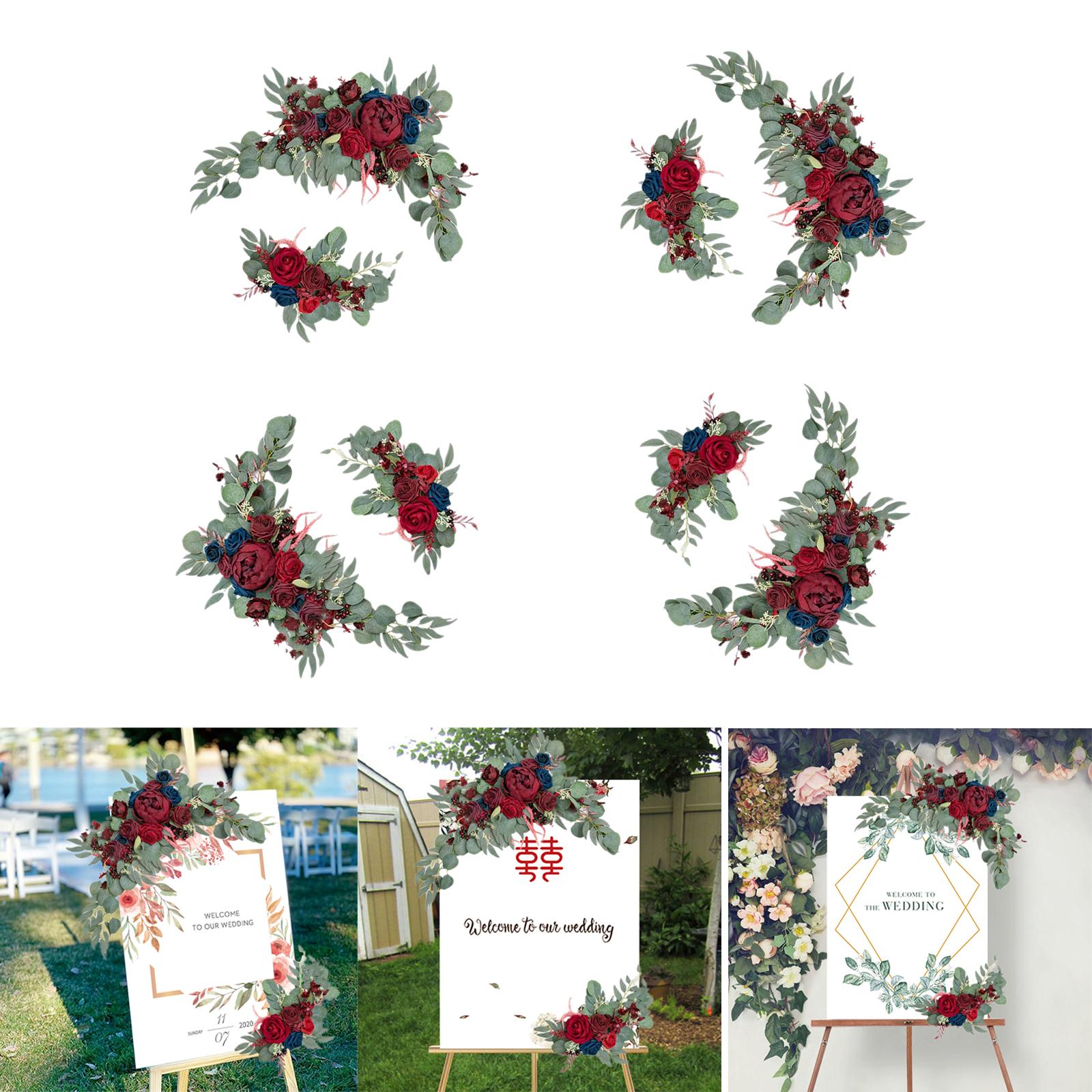 Flower Swag Green Leaves Hanging for Party  4 Red