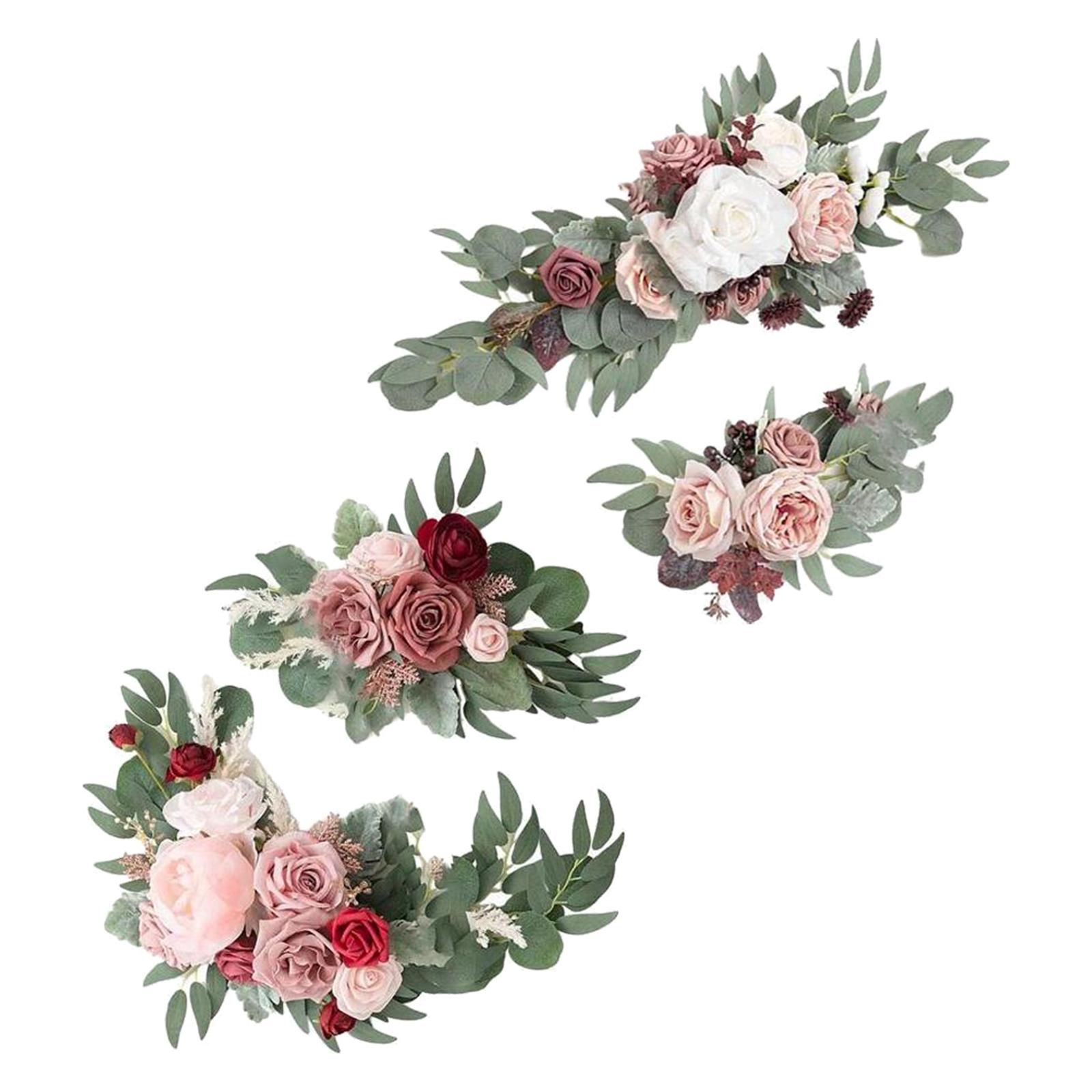 Artificial Flower Swag Green Leaves for Backdrop   White Purple Pink Red