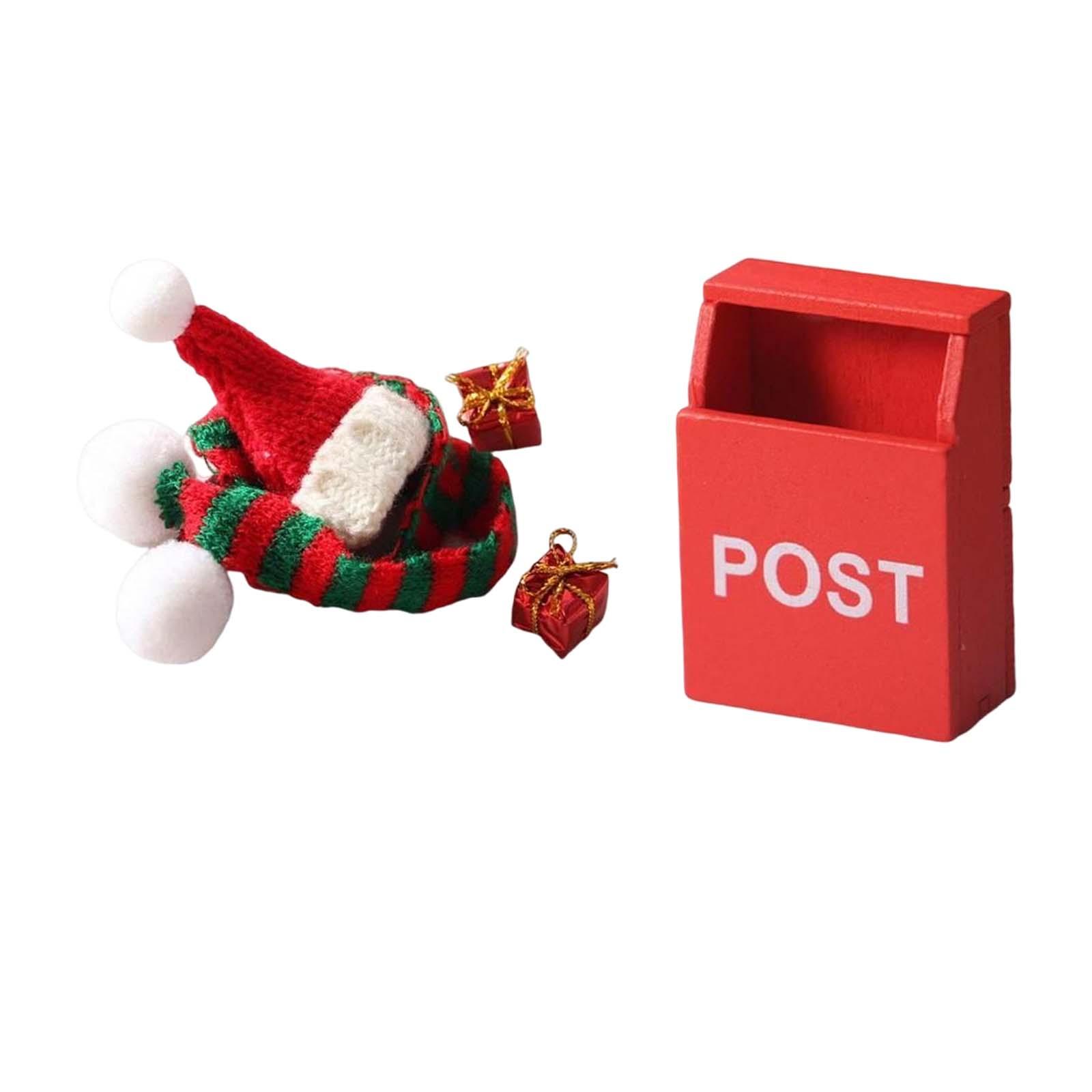Dollhouse Miniature Mailbox and Christmas Scarf Hat Set DIY Accessories