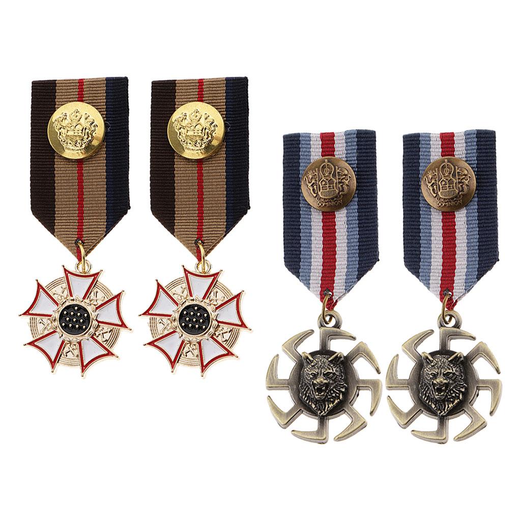 4x Retro Style Unisex Medal  Badges Star Brooch Pin Jewelry StyleG