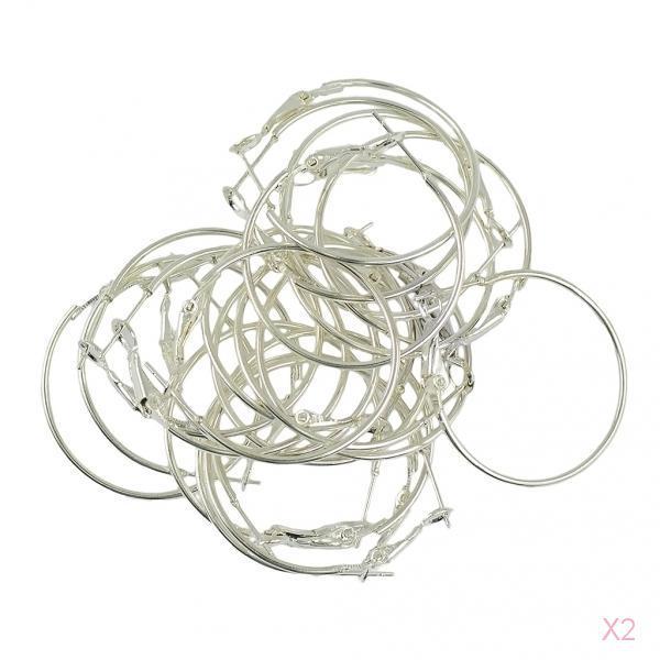 40pcs 30mm Round Hoop Loop Leverback Earring Making Findings Silver