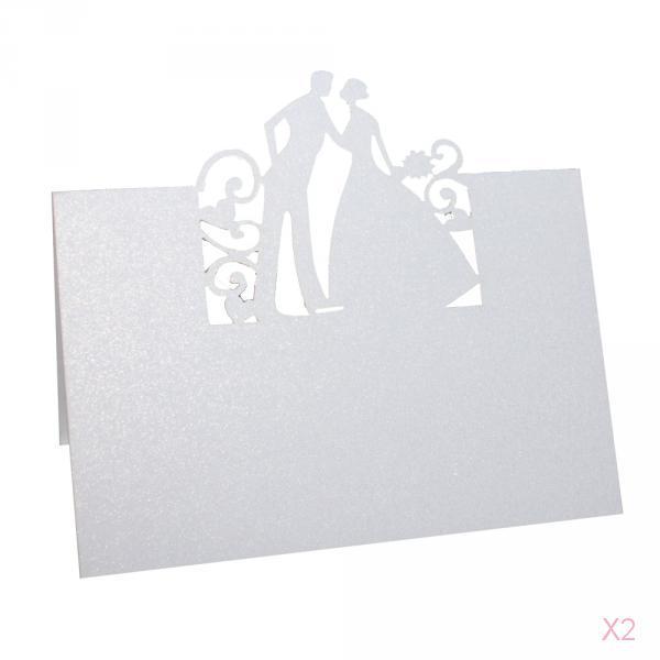 50Pcs Wedding Marriage Name Number Place Table Cards Laser Cut Bride & Groom
