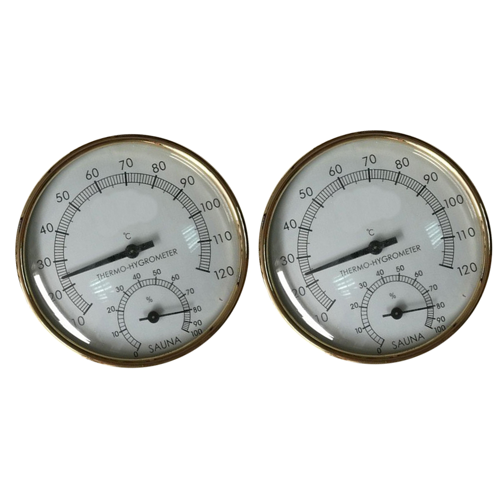 2x Metal Sauna Hygrothermograph Thermometer Hygrometer Sauna Room Accessory