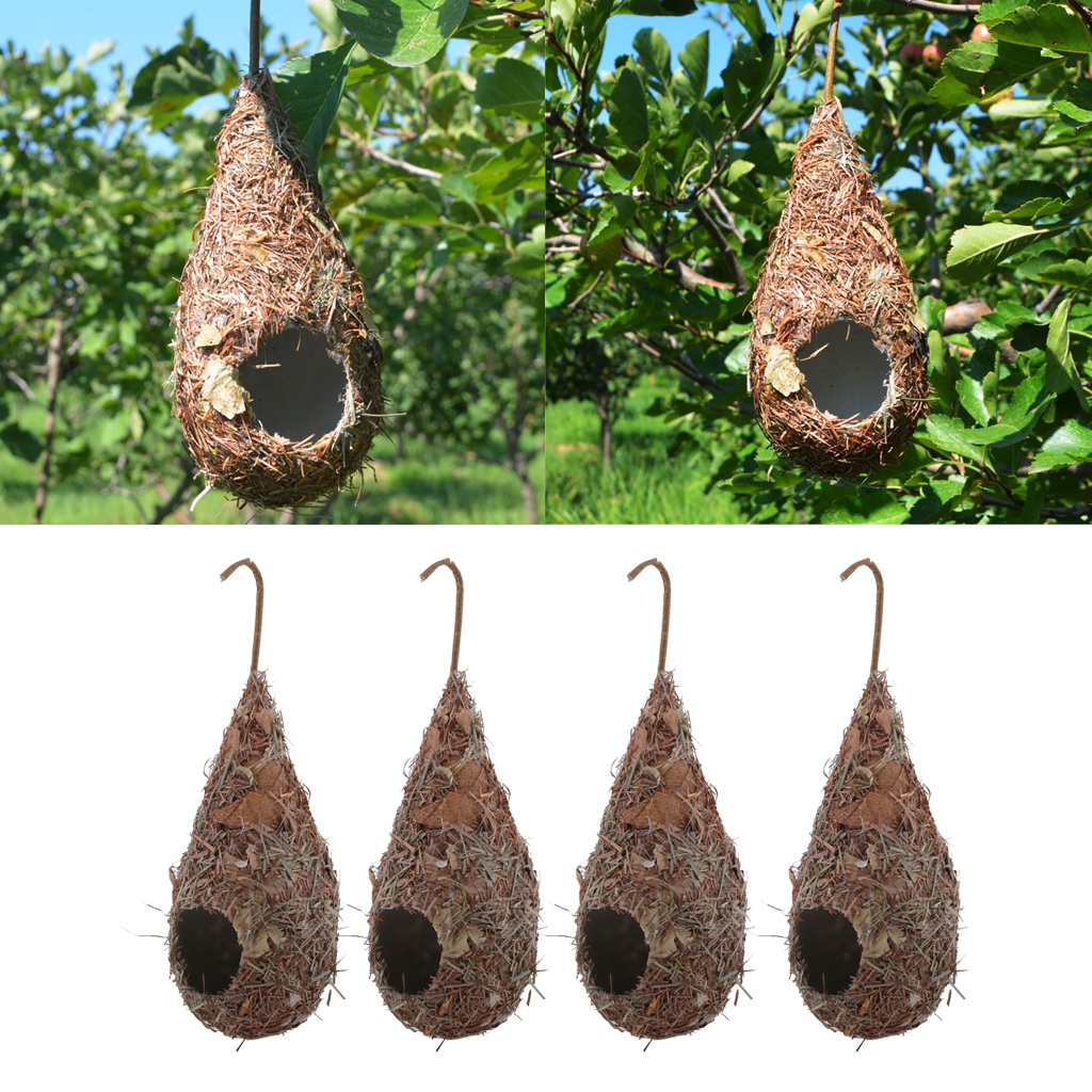 4pcs Artificial Straw Bird Nest House Hatch Breeding Grass Cave 