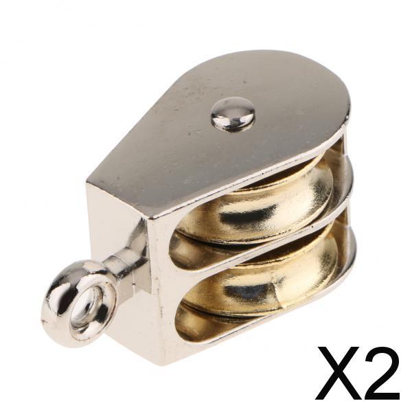 2xFixed Eye Pulley Sheave Rigging Hoist Rope Hanging Lifting Double Wheel 13mm