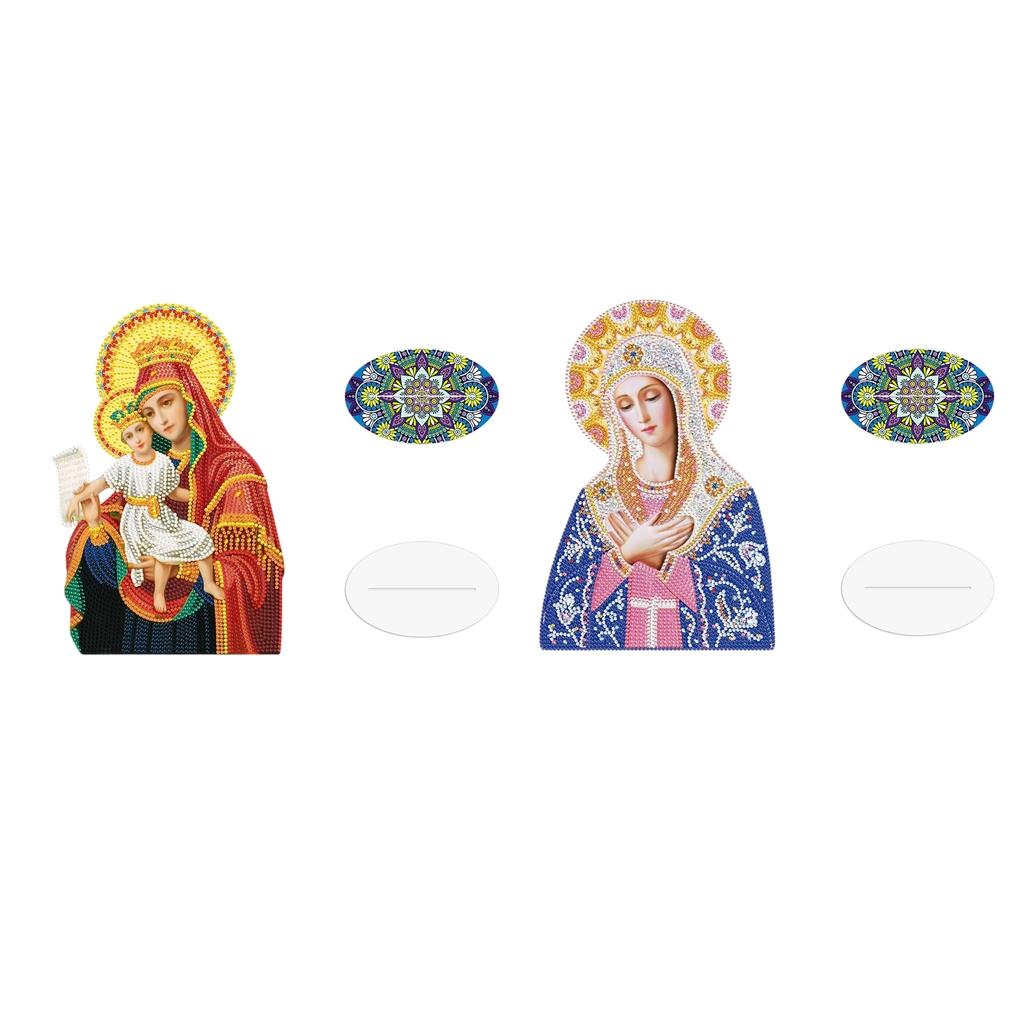 2Pcs Creative Diamond Painting Arts Craft Religions Decor Ornaments