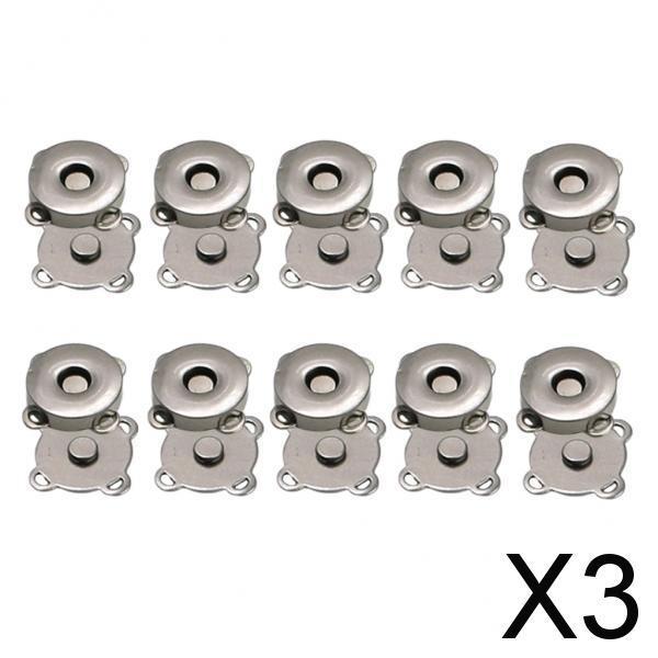 3x10 Pairs Magnetic Clasps Snaps Buttons DIY Purses Handbag Craft 14mm Black
