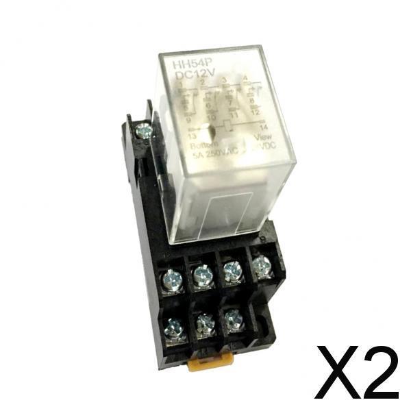 2x12VDC Coil 4PDT General Purpose Power Relay With Socket Base