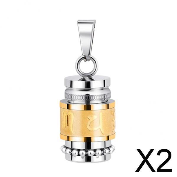 2xTitanium Steel Buddhism Shurangama Mantra Pendants Charms Necklace  golden