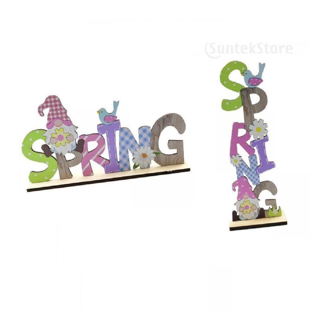 2x Easter Spring Wooden Ornament Toys Gift Art Craft Tabletop Party Office