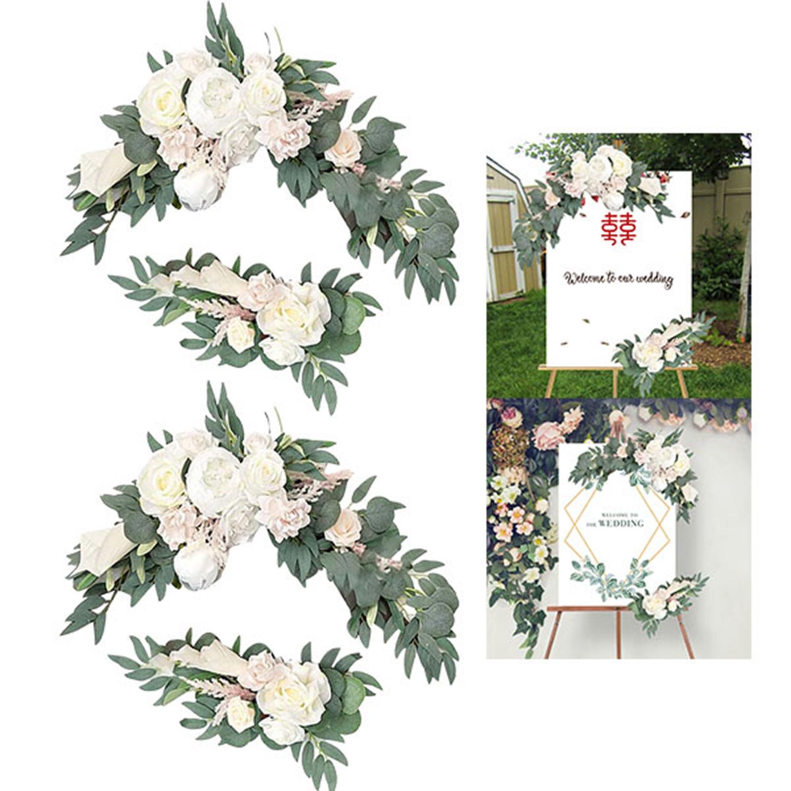 Flower Swag Green Leaves Hanging for Party  2 White